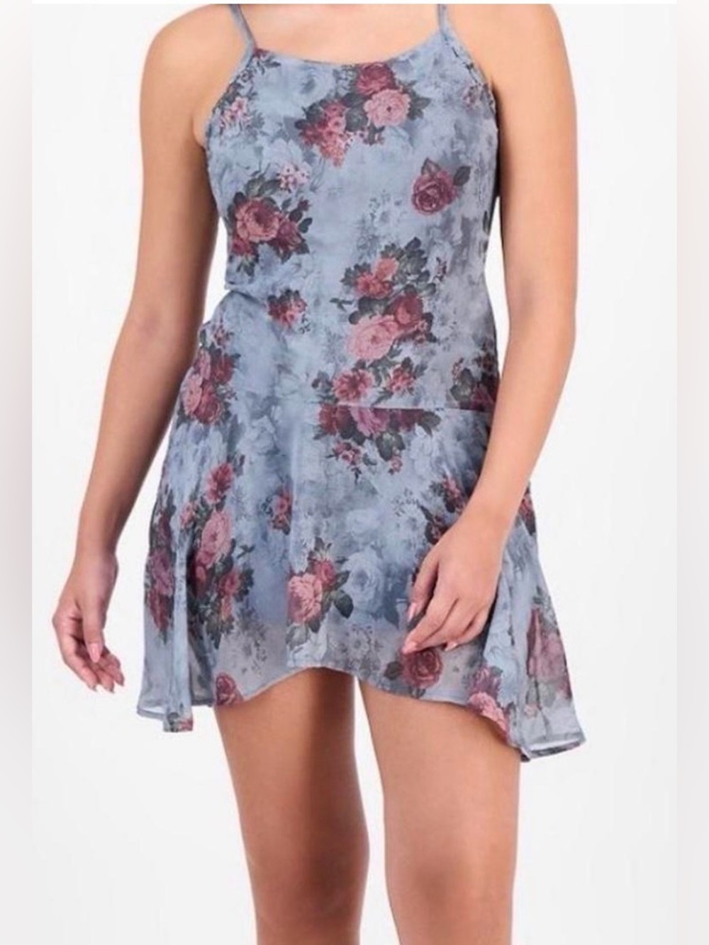 NWOT Madden Girl Dusty Blue Floral Mini Dress